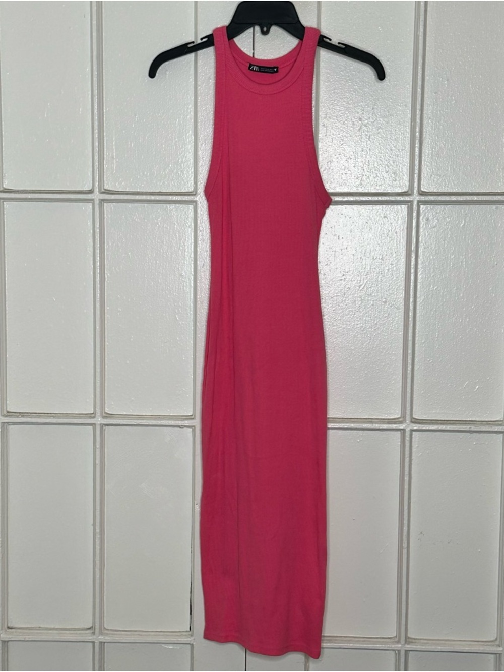 Zara Pink Ribbed Tank Maxi Dress